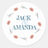 Beau Sticker Mariage Retro Baby Blue Floral (Devant)