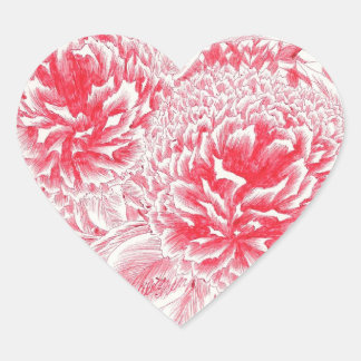 Beau Sticker Red Peony Heart