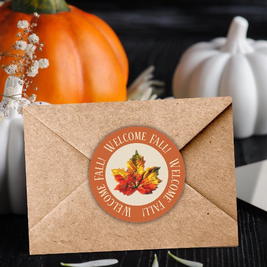 Beau Sticker rond d'automne de bienvenue
