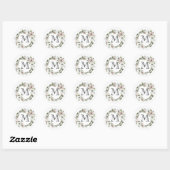 Beau Sticker rond Floral (Feuille)