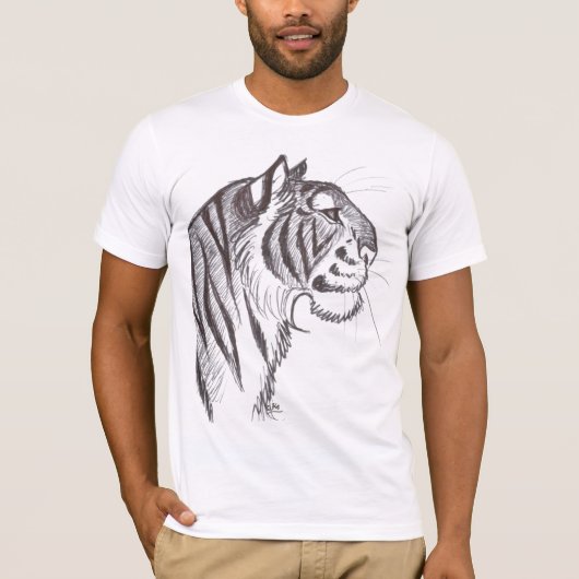 Beau T-shirt de dessin de tigre (Devant)