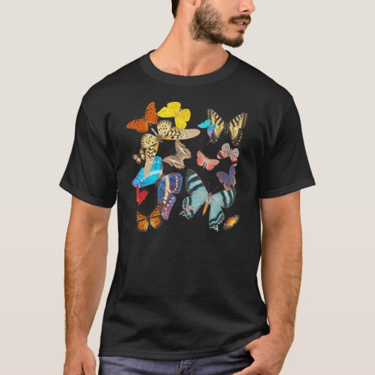 Beau T-shirt d'obscurité de papillons (Devant)