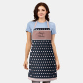 Beau tablier rose et noir Polka pointu (Porté)