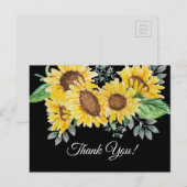 beau tournesol, carte de remerciements (Devant / Derrière)