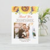 Beau tournesol Rustique Mariage photo Merci (Debout devant)