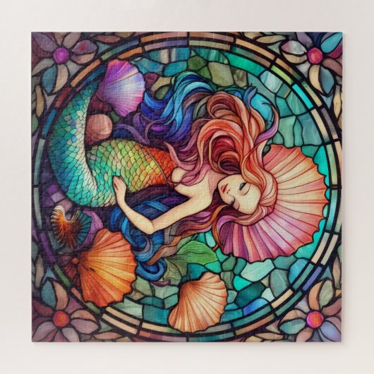 Beau Tropical vitrail puzzle Sirène (Horizontal)