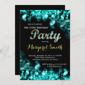 Beau Turquoise Diamond Invitation d'anniversaire (Devant / Derrière)