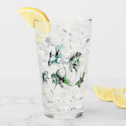 Beau verre de poisson d'or (Devant glace)
