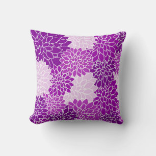 Beau Vintage Violet Dahlias Motif Coussin