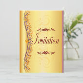 Beau violet et orange en or Invitation (Debout devant)