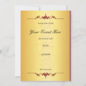 Beau violet et orange en or Invitation (Dos)