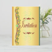 Beau violet et vert en or Invitation (Debout devant)