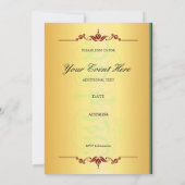 Beau violet et vert en or Invitation (Dos)