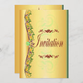 Beau violet et vert en or Invitation (Devant / Derrière)