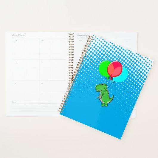 Beau Vol T-Rex Avec Ballons Dans Ciel Bleu (Devant avec enveloppe)