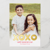 Beau XOXO Foil Carte photo de la Saint Valentin (Recto)