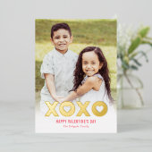Beau XOXO Foil Carte photo de la Saint Valentin (Debout devant)