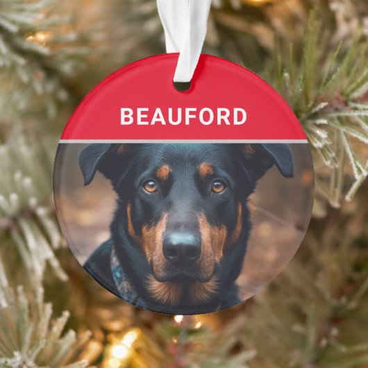 Beauceron avec le nom du chien et la photo Noël (Arbre)