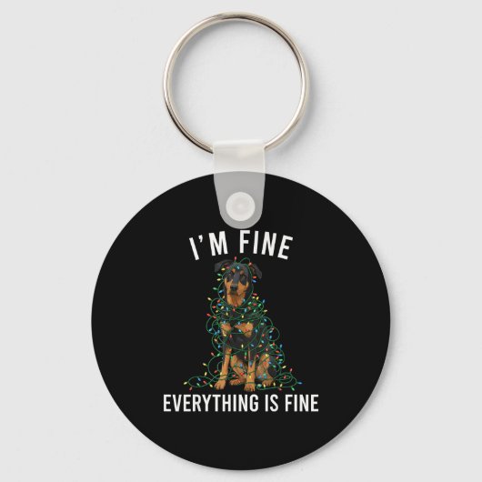 Beauceron Christmas I'm Fine Everything Is Fine  Sleutelhanger (Voorkant)