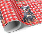 Beauceron Dog en Red Plaid Kerstmis Cadeaupapier (Rol Hoek)