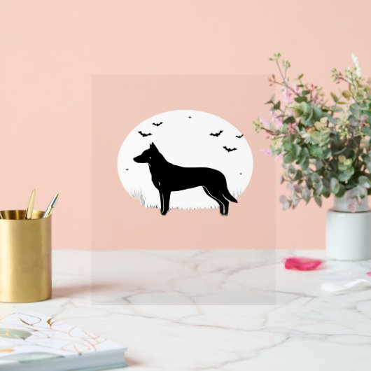 Beauceron Dog - Halloween Moon Silhouette Classic Acryl Bord (Huwelijk)