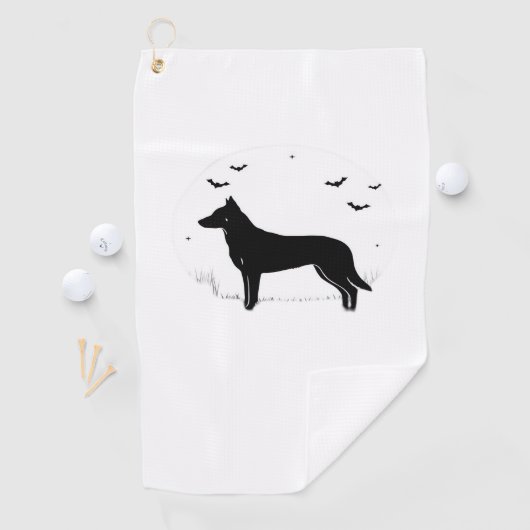 Beauceron Dog - Halloween Moon Silhouette Classic Golfhanddoek (Insitu)