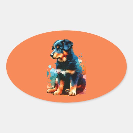 Beauceron Dog Ovale Sticker (Voorkant)