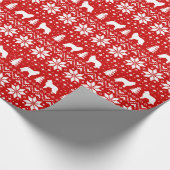 Beauceron Hond Silhouetten Rood Kerstpatroon Cadeaupapier (Hoek)