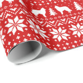 Beauceron Hond Silhouetten Rood Kerstpatroon Cadeaupapier (Rol Hoek)