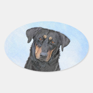 Beauceron-schildering - Kute Original Dog Art Ovale Sticker