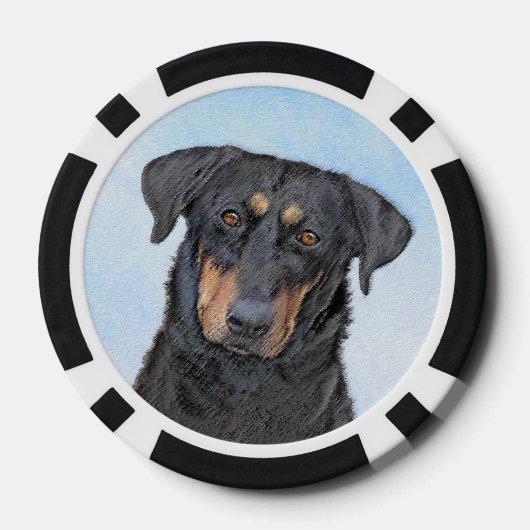 Beauceron-schildering - Kute Original Dog Art Poker Chips (Achterkant)