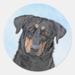 Beauceron-schildering - Kute Original Dog Art Ronde Sticker