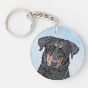 Beauceron-schildering - Kute Original Dog Art Sleutelhanger