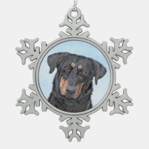 Beauceron-schildering - Kute Original Dog Art Tin Sneeuwvlok Ornament