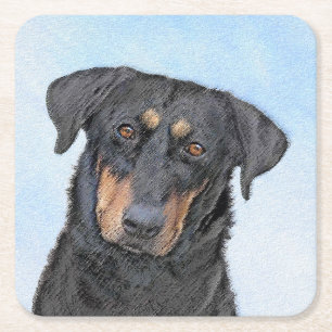 Beauceron-schildering - Kute Original Dog Art Vierkante Kartonnen Onderzetter