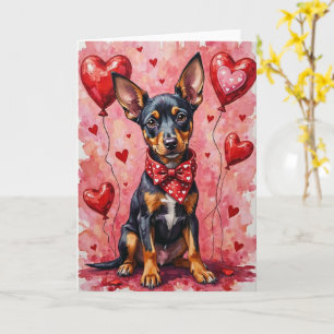 Beauceron Valentijnsdag Hond Zit met Hartjes Rood Kaart