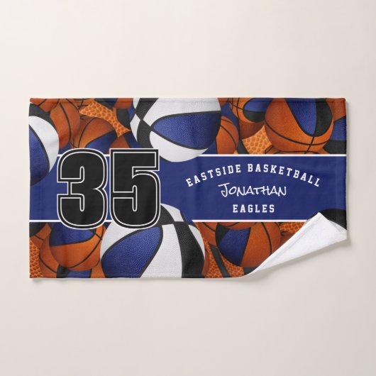 Beaucoup de balles de basket noir bleu équipe de s (Serviette à main)