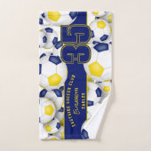 Beaucoup de balles de football bleu équipe d'or co (Serviette à main)