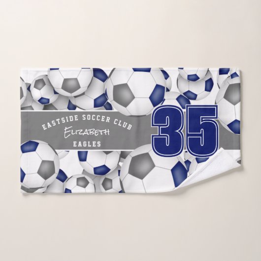 Beaucoup de ballons de football gris bleu esprit d (Serviette à main)