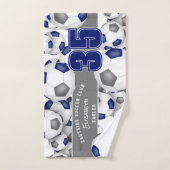 Beaucoup de ballons de football gris bleu esprit d (Serviette à main)