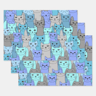 Beaucoup de Blue Cats Design Enveloppement Papier 