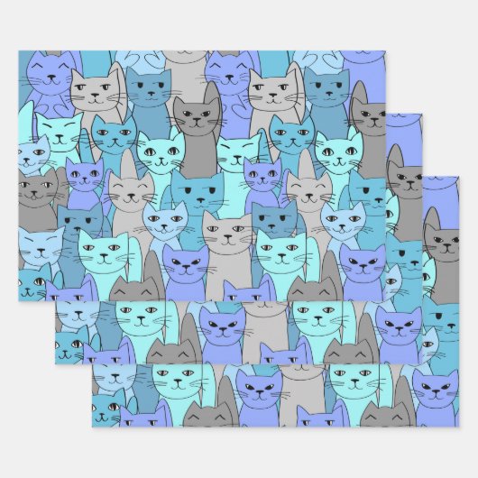 Beaucoup de Blue Cats Design Enveloppement Papier (Lot)