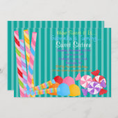 Beaucoup de bonbons verts colorés 16 Invitation (Devant / Derrière)