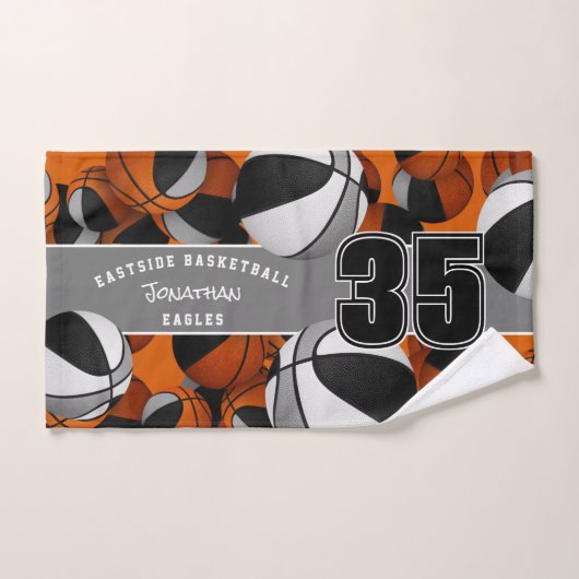Beaucoup de boules de basket sur mesure équipe spo (Serviette à main)