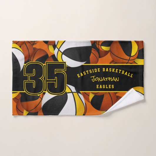Beaucoup de boules de basket sur mesure nom de l'a (Serviette à main)