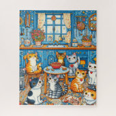 Beaucoup de chats mignons Folk Art puzzle puzzle (Vertical)