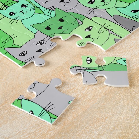 Beaucoup de chats verts Design Jigsaw Puzzle (Côté)