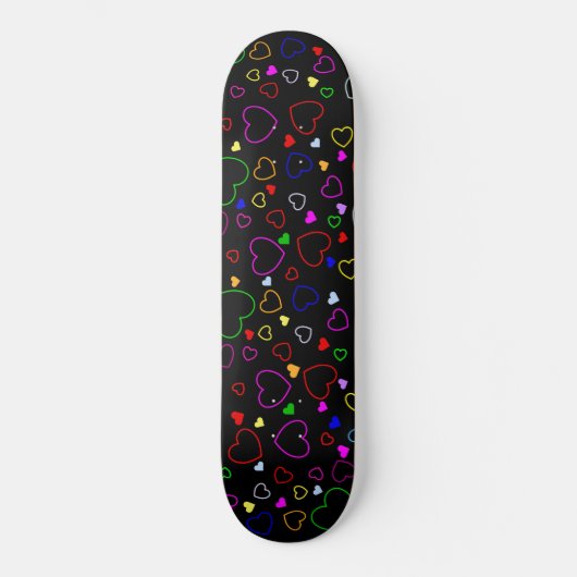 Beaucoup De Coeurs Colorés Sur Skateboard Noir (Recto)