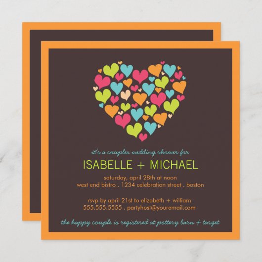 Beaucoup de coeurs Couples Invitation Wedding show (Devant / Derrière)