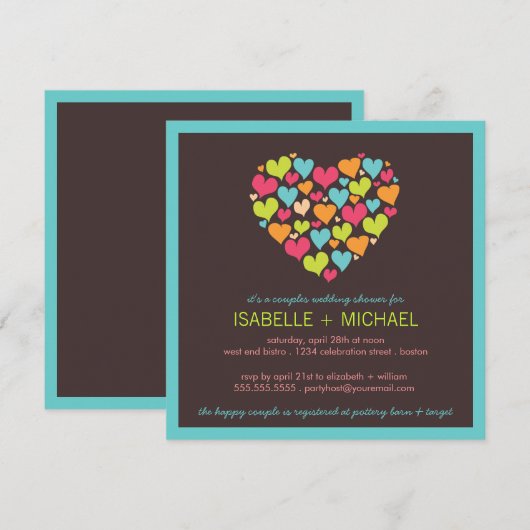 Beaucoup de coeurs Couples Invitation Wedding show (Devant / Derrière)